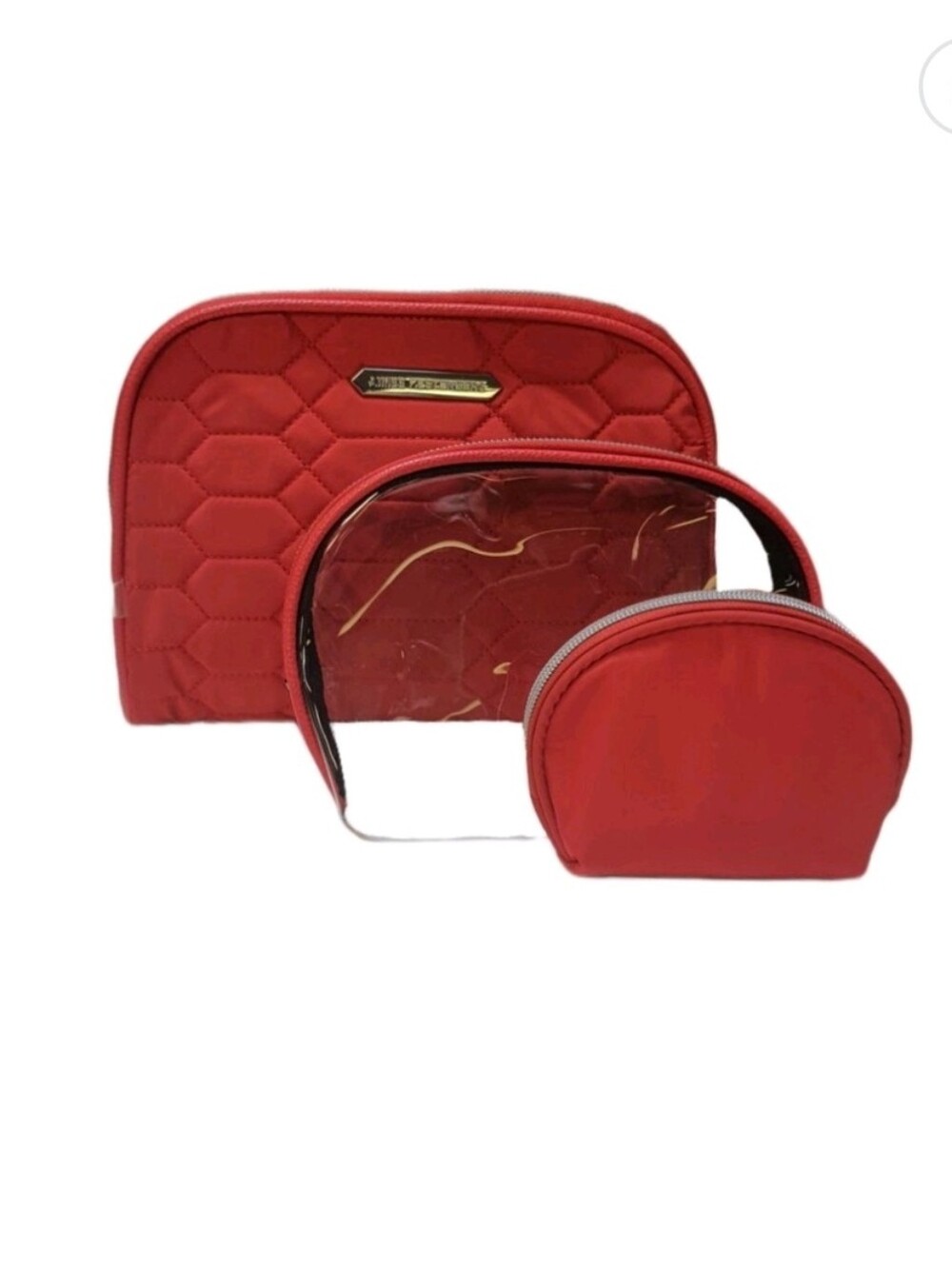 AIMEE KESTENBERG NWOT Chelsea Red Quilted Set of 3 Cosmetic Bags